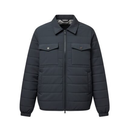 Anthrazit Gesteppte Jacke Herren mit Hemdkragen & Reißverschluss | Leichte Übergangsjacke Modern Stylisch