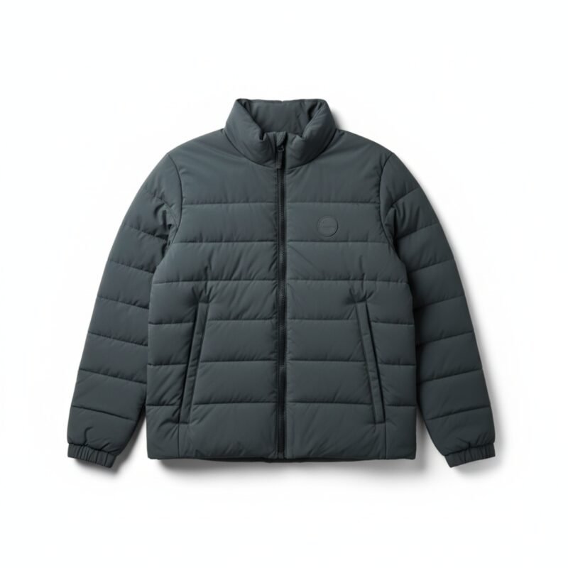 Dunkelgraugrune Steppjacke Herren – Stilvolle Leichte Ubergangsjacke mit Stehkragen fur HerbstWinter Komfort 6