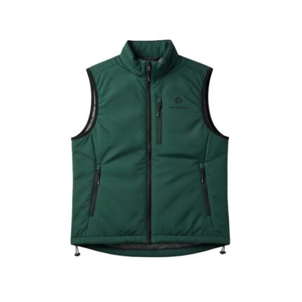 WÖLDI LAUTER Steppweste Dunkelgrün Ripstop – Leichte Outdoorweste mit Stehkragen, Reißverschlusstaschen und Kordelzug. Ideal für Damen und Herren