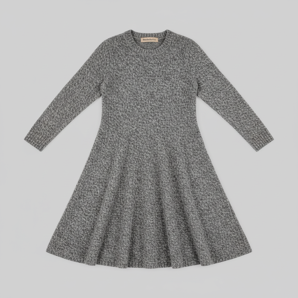 ModellaBerlin Strick Midikleid A-Linie Alpaka-Woll-Mischung